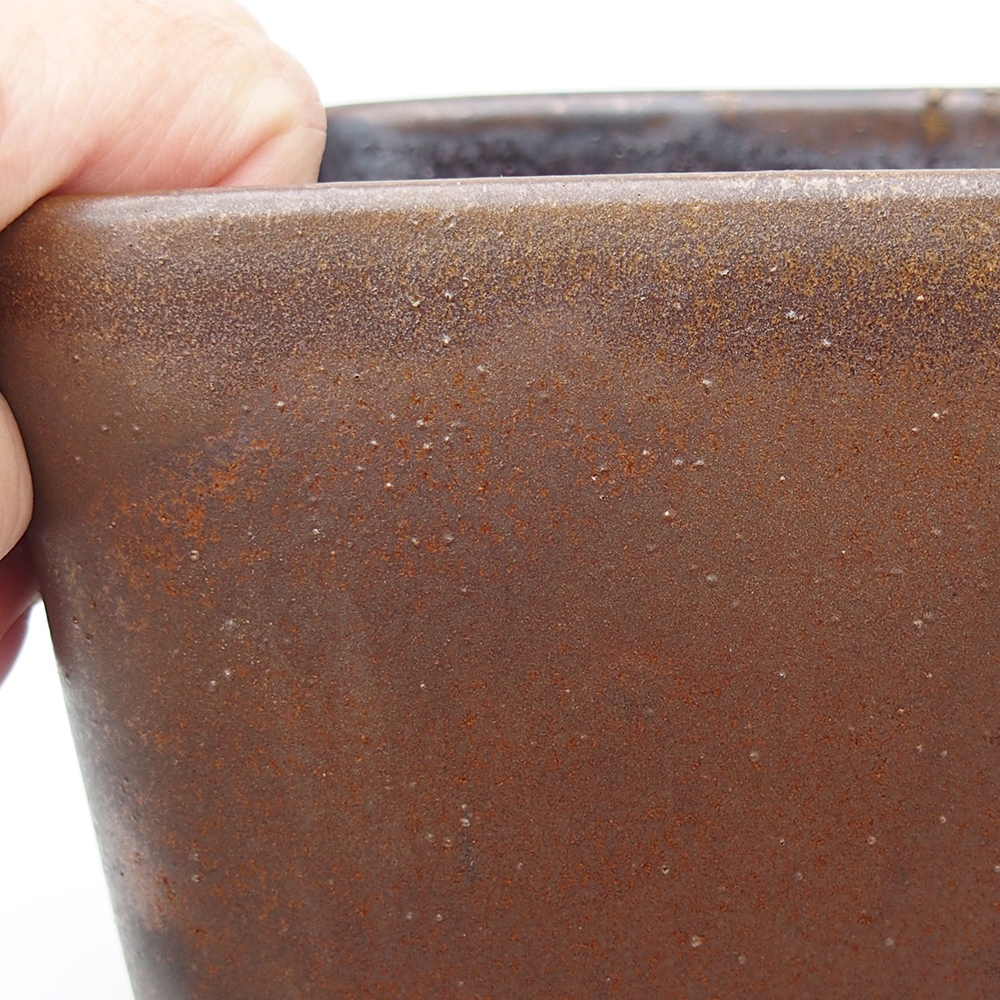 Keramická bonsai miska 14 x 14 x 15 cm, barva hnědá