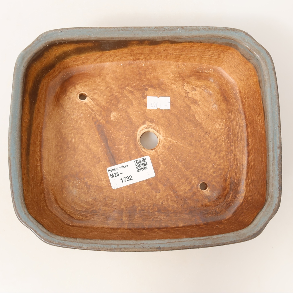 Keramická bonsai miska 21,5 x 18 x 6 cm, barva modrá