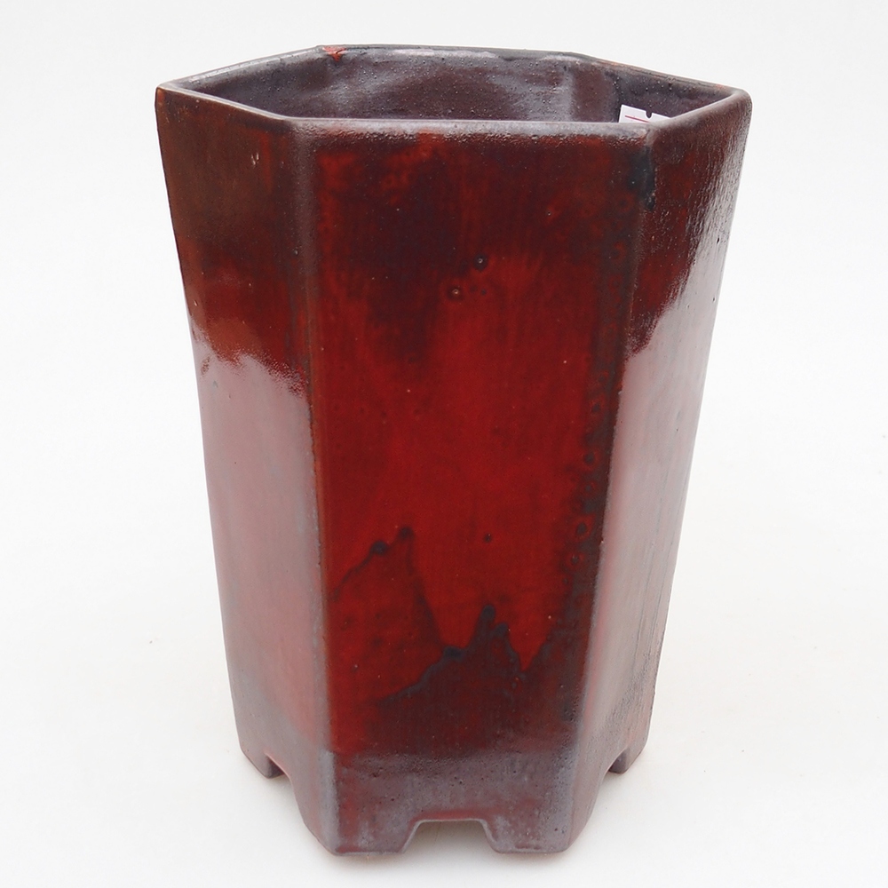 Keramická bonsai miska 13 x 11,5 x 17 cm, barva červená