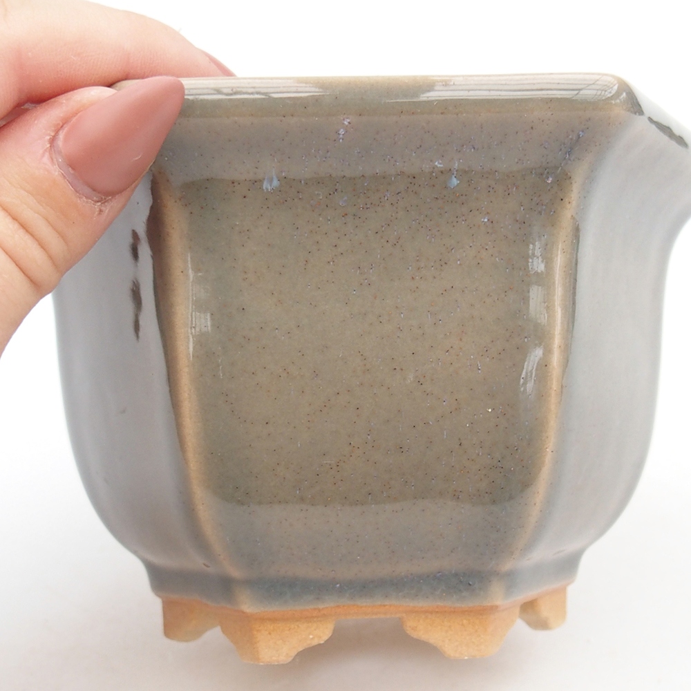 Keramická bonsai miska 13 x 11,5  x 8 cm, barva šedá