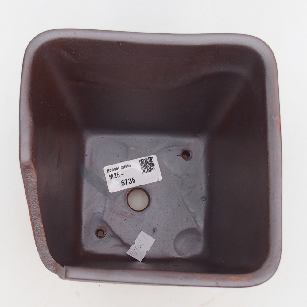 Keramická bonsai miska 13,5 x 13,5 x 15 cm, barva kovová