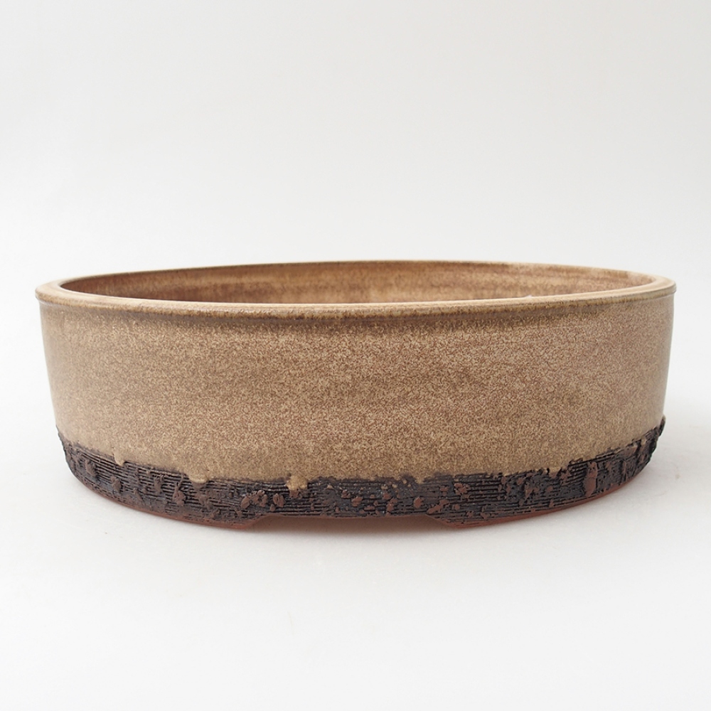 Keramická bonsai miska 24,5 x 24,5 x 7 cm, barva béžová