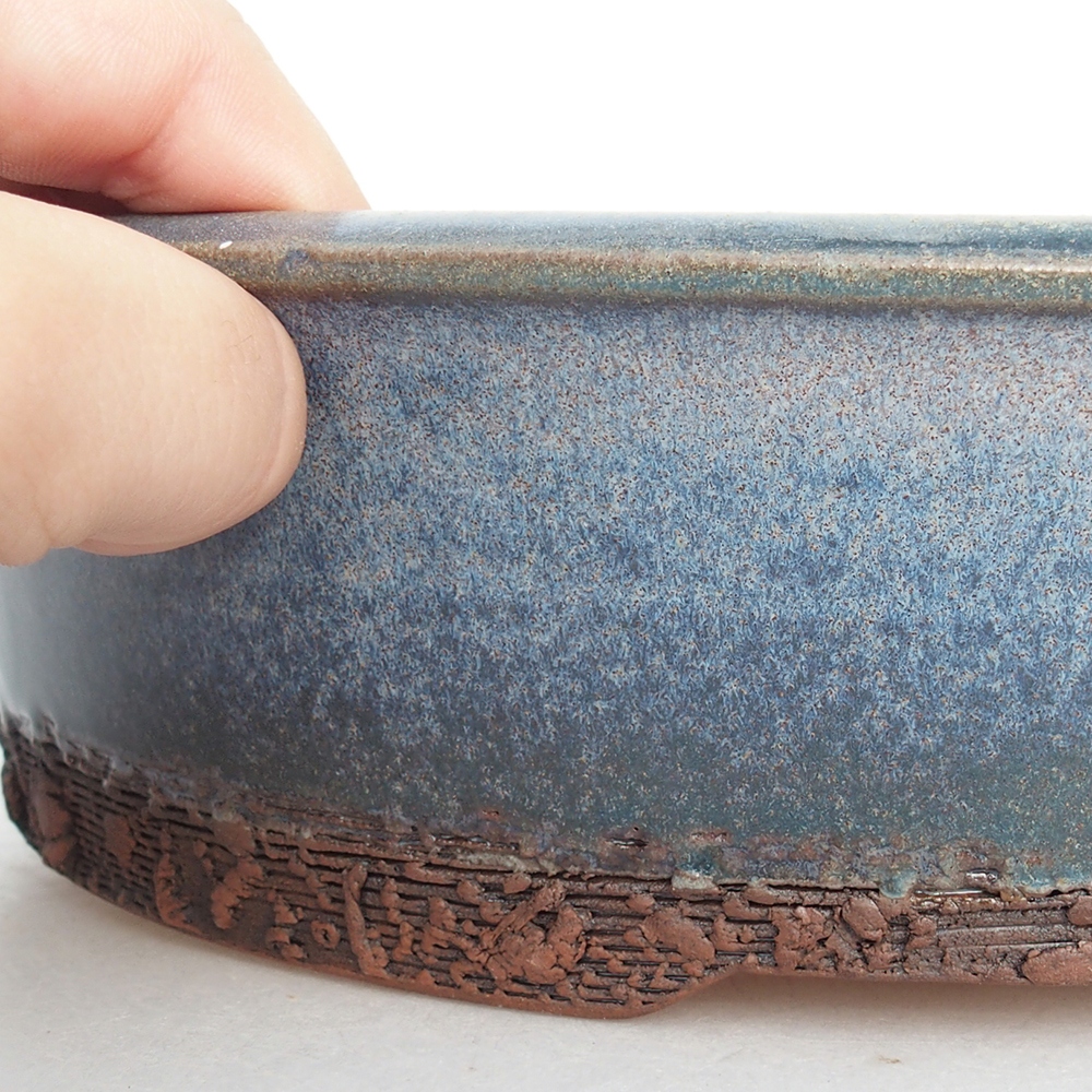 Keramická bonsai miska 25,5 x 25,5 x 6,5 cm, barva modrá