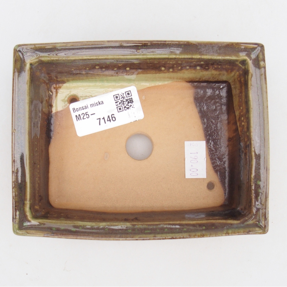 Keramická bonsai miska 13 x 10 x 4 cm, barva zelená