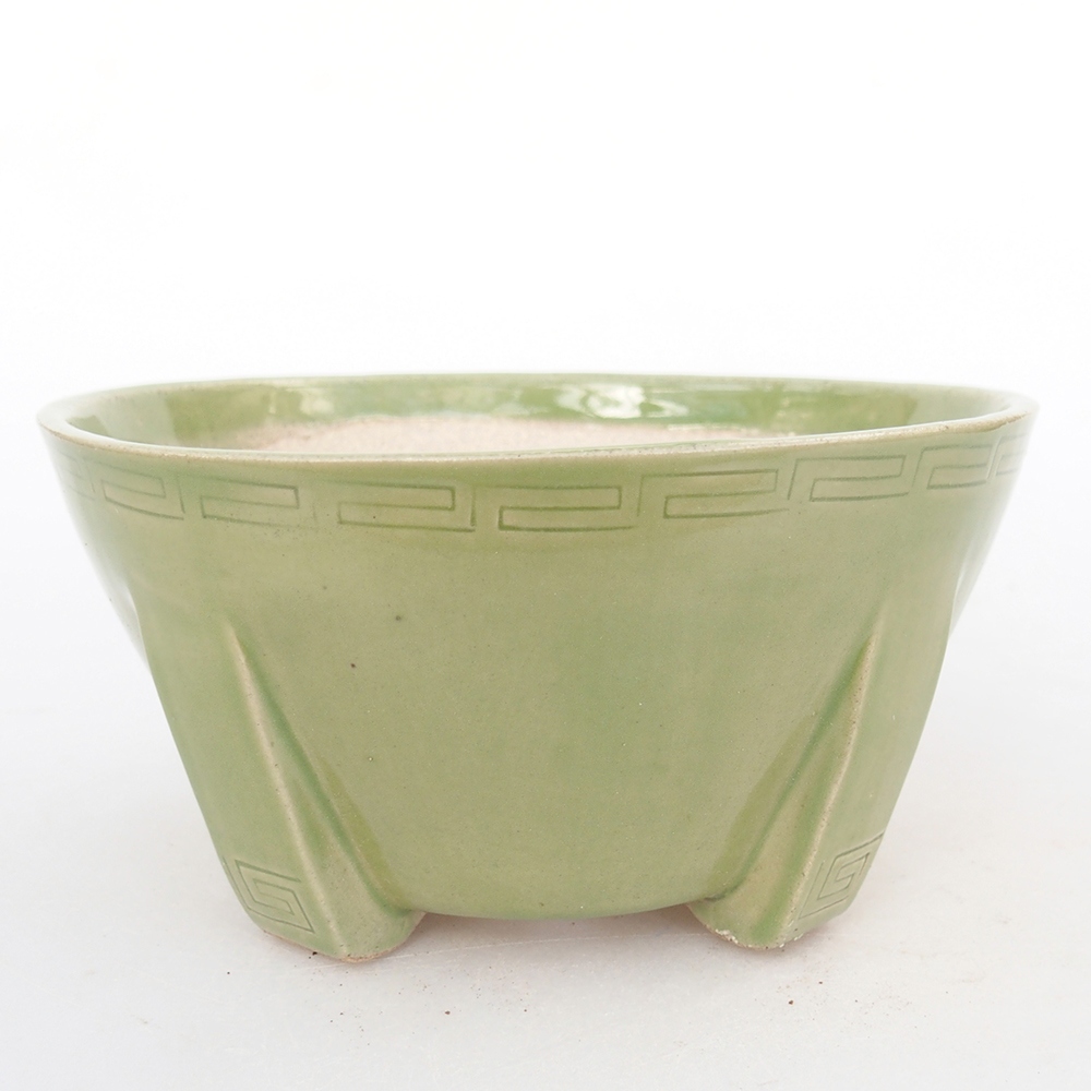 Keramická bonsai miska 13,5 x 13,5 x 6,5 cm, barva zelená