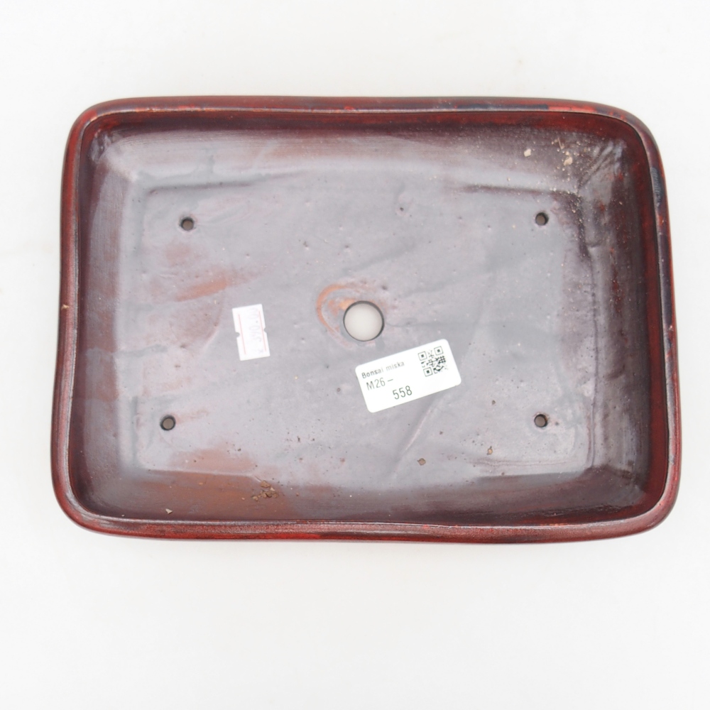 Keramická bonsai miska 24 x 17,5 x 4 cm, barva červená