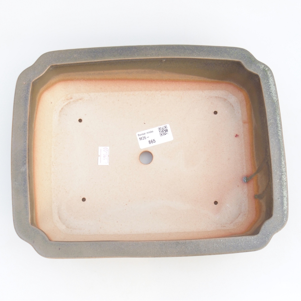 Keramická bonsai miska 28 x 22,5 x 7 cm, barva zelenohnědá