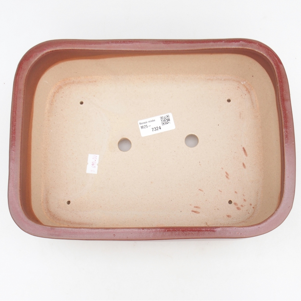 Keramická bonsai miska 28 x 20,5 x 7,5 cm, barva vínová