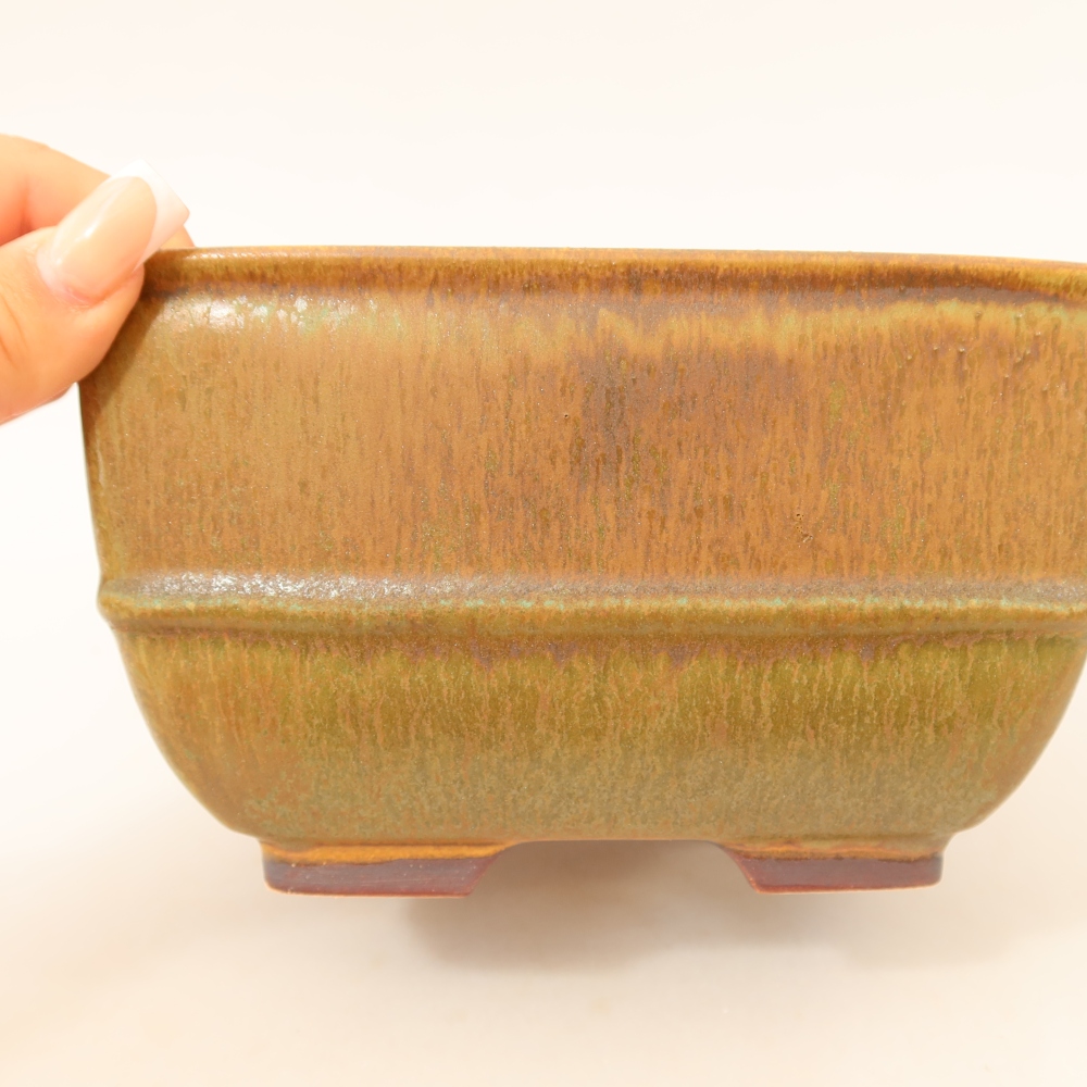 Keramická bonsai miska 16,5 x 16,5 x 9,5 cm, barva zelená