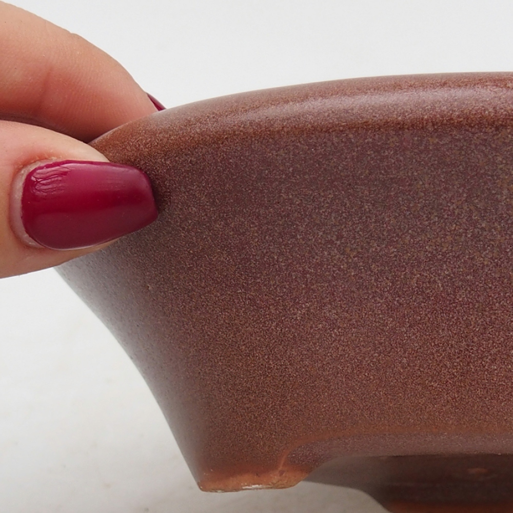 Keramická bonsai miska 13,5 x 13,5 x 4,5 cm, barva vínová