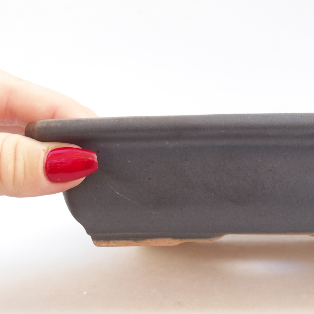 Keramická bonsai miska 18 x 13,5 x 4 cm, barva kovová