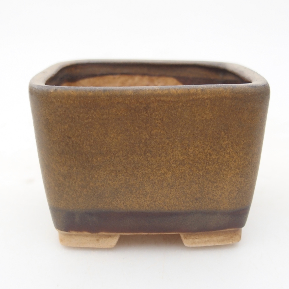 Keramická bonsai miska 6 x 6 x 4,5 cm, barva hnědá