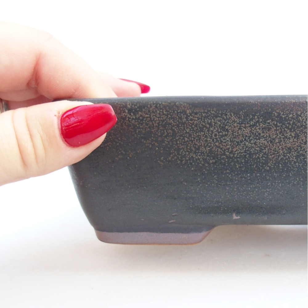 Keramická bonsai miska 18,5 x 13,5 x 3,5 cm, barva šedá