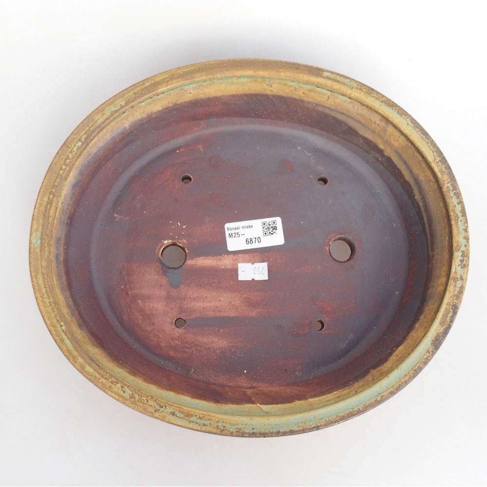 Keramická bonsai miska 28 x 25 x 6 cm, barva zelená