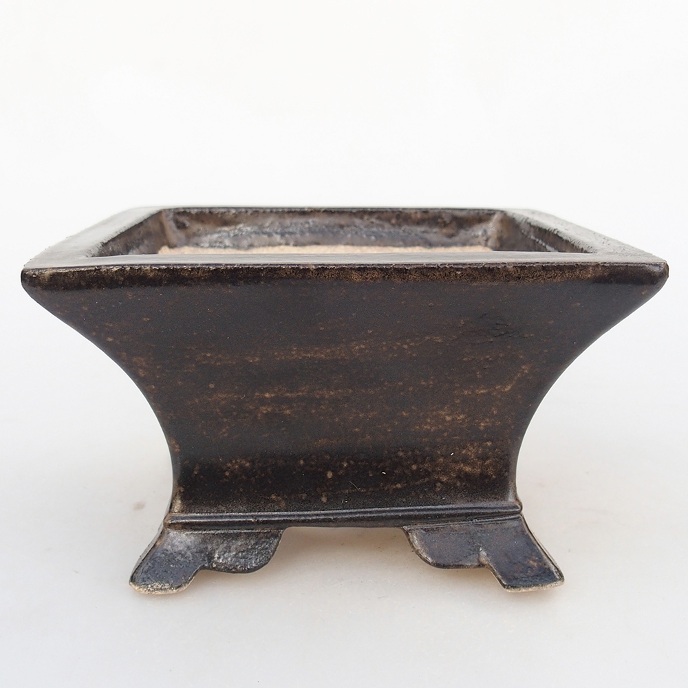 Keramická bonsai miska 13 x 13 x 8 cm, barva hnědá
