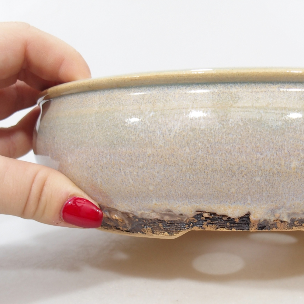 Keramická bonsai miska 19 x 19 x 6 cm, barva zelená