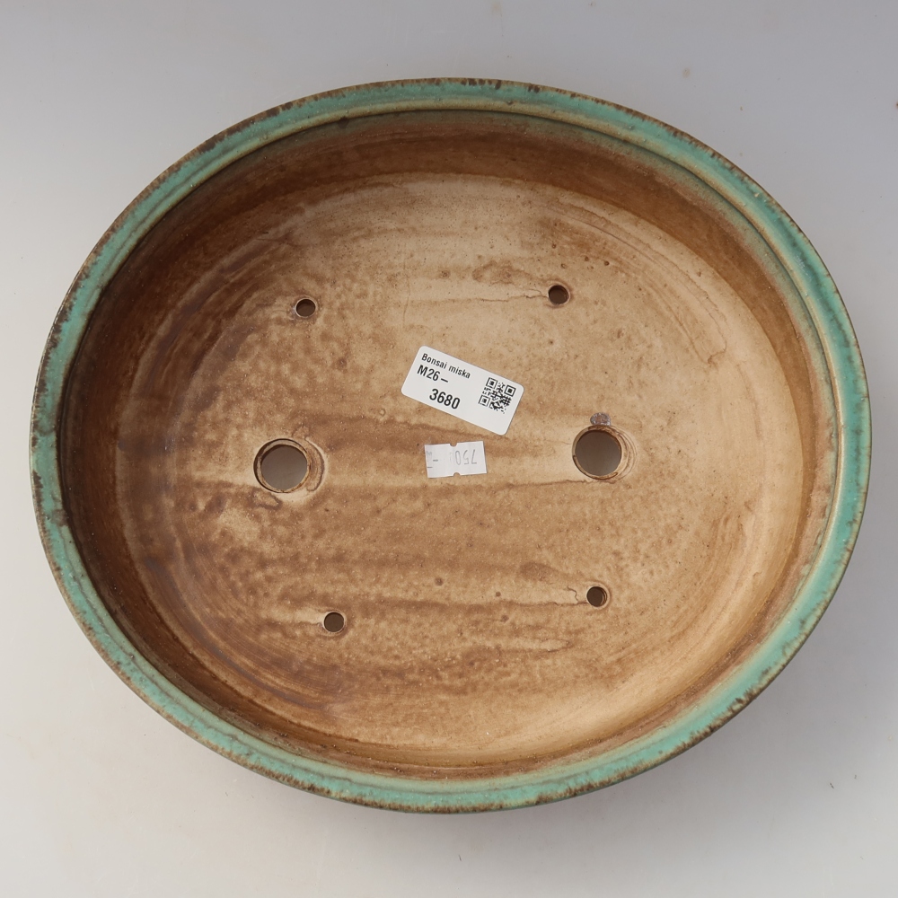 Keramická bonsai miska 26 x 24 x 6 cm, barva zelená
