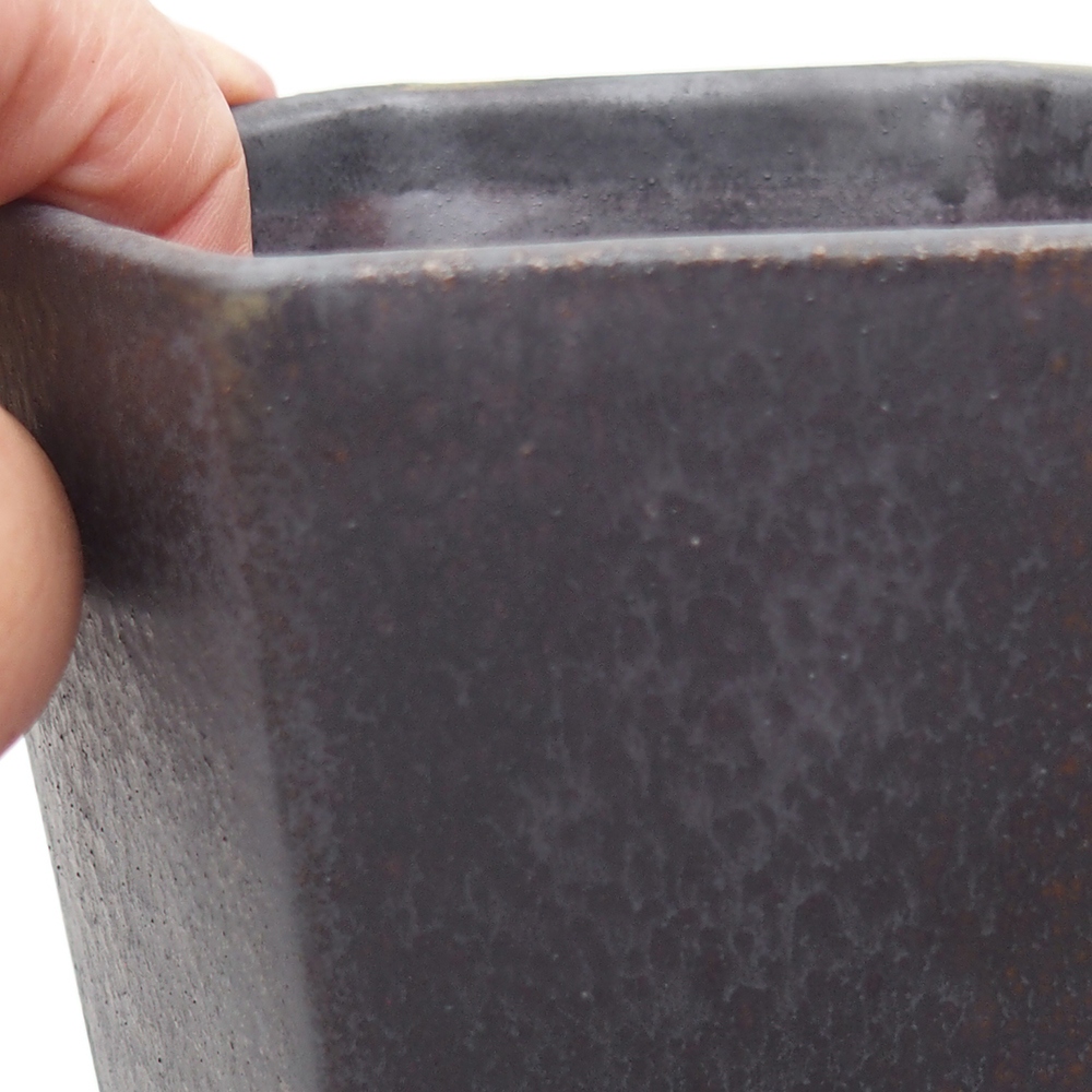 Keramická bonsai miska 13 x 11,5 x 17 cm, barva zelenošedá