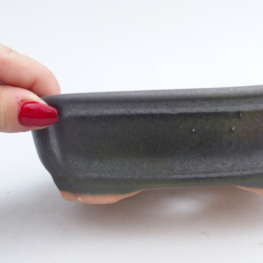 Keramická bonsai miska 16 x 12 x 5 cm, barva zelená