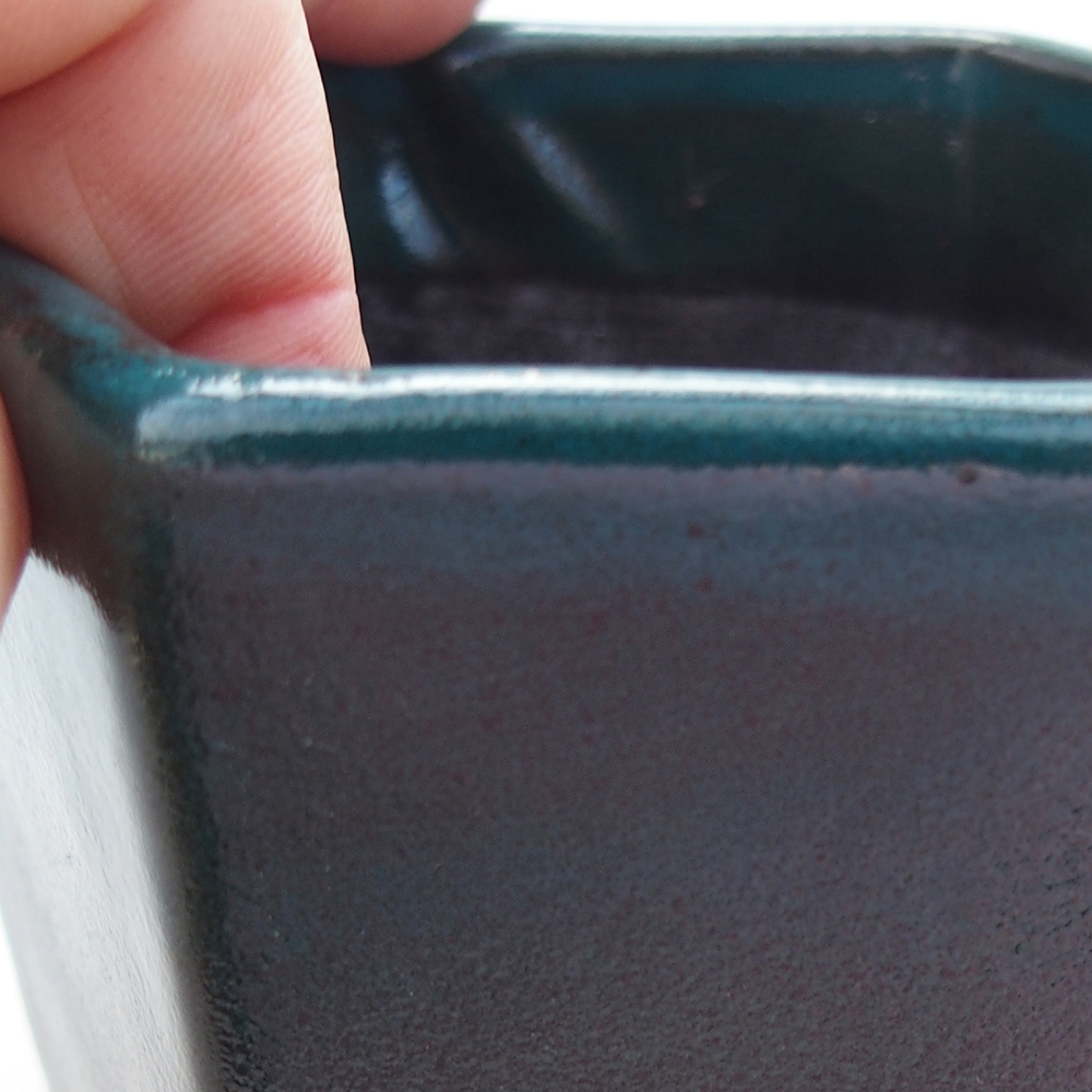 Keramická bonsai miska 9 x 9 x 8 cm, barva zelená