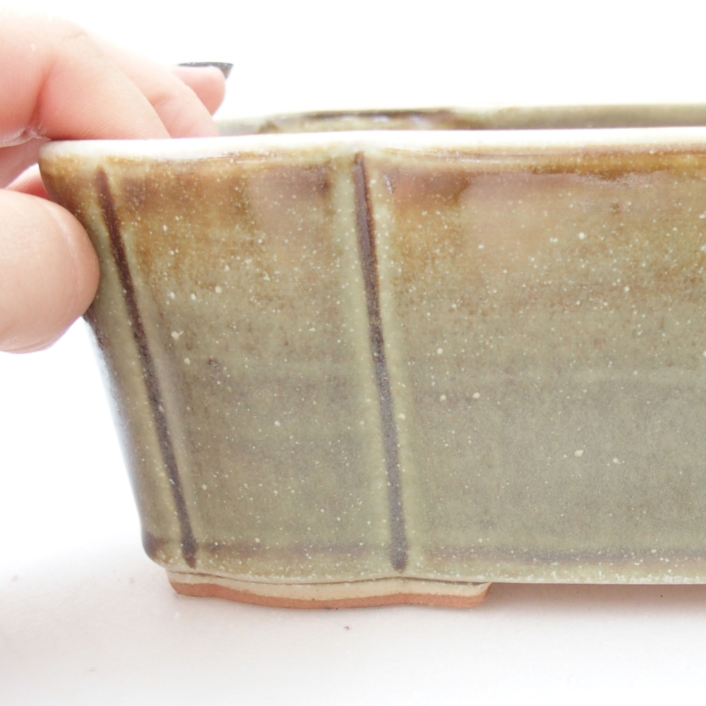 Keramická bonsai miska 20,5 x 17 x 7 cm, barva zelená
