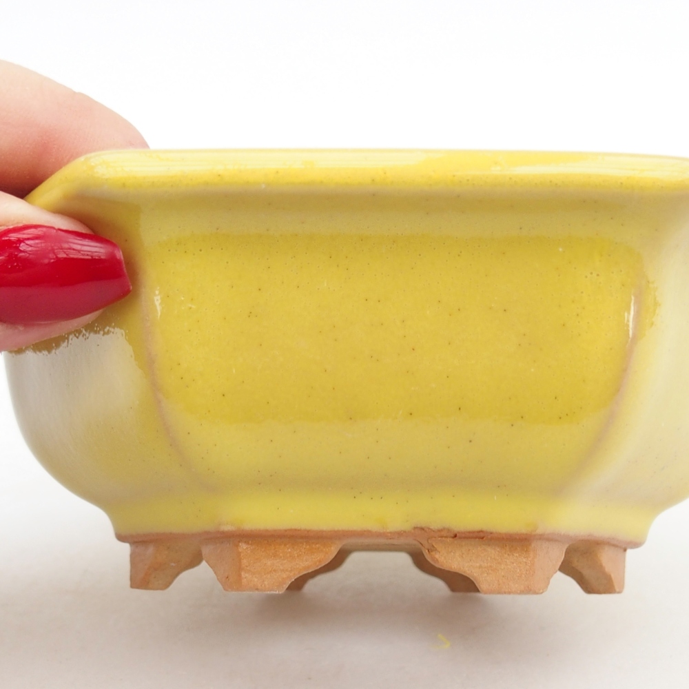 Keramická bonsai miska 12 x 10,5 x 4,5 cm, barva žlutá