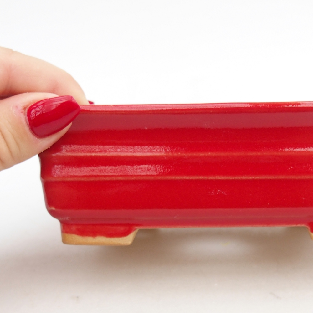 Keramická bonsai miska 13,5 x 10 x 4,5 cm, barva červená