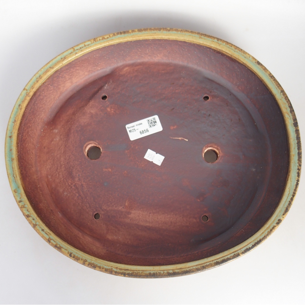 Keramická bonsai miska 31,5 x 27,5 x 6,5 cm, barva zelená