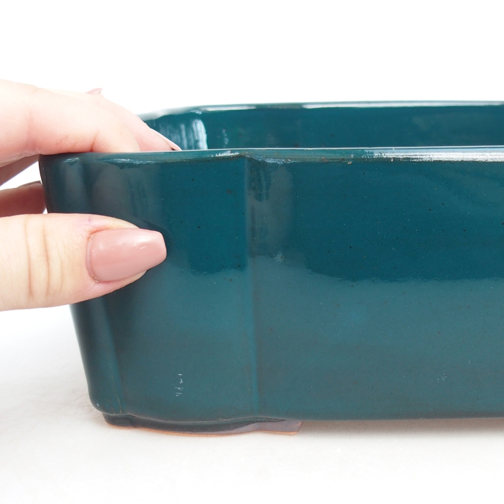 Keramická bonsai miska 21 x 18 x 7 cm, barva zelená