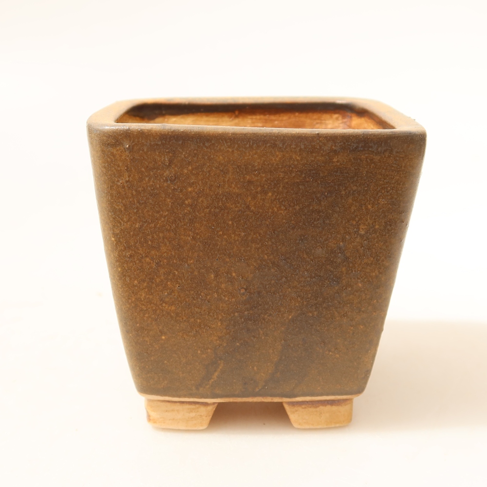 Keramická bonsai miska 7,5 x 7,5 x 7,5 cm, barva hnědá