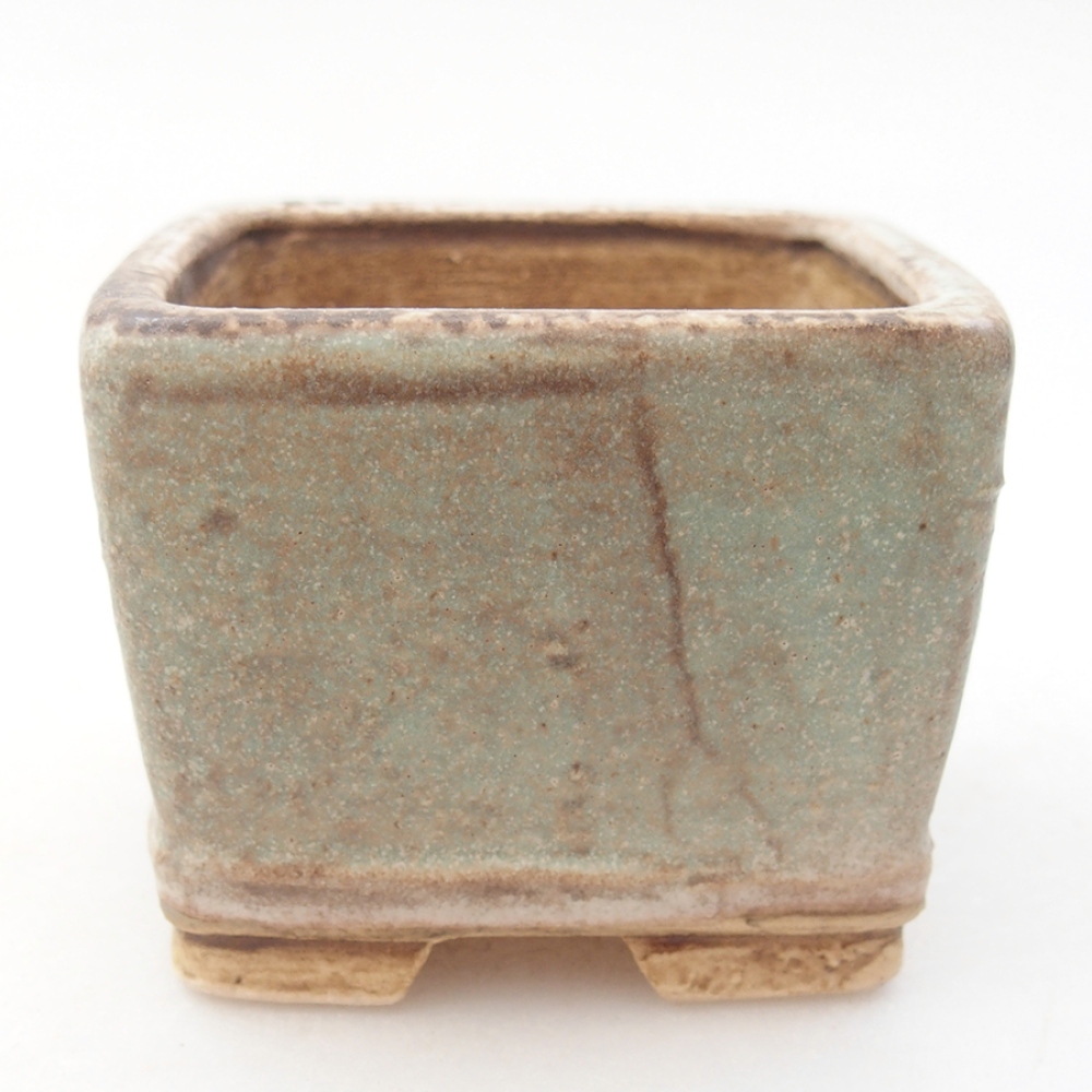 Keramická bonsai miska 6 x 6 x 4,5 cm, barva zelená
