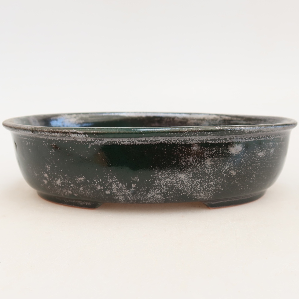 Keramická bonsai miska 19 x 14,5 x 5 cm, barva zelená