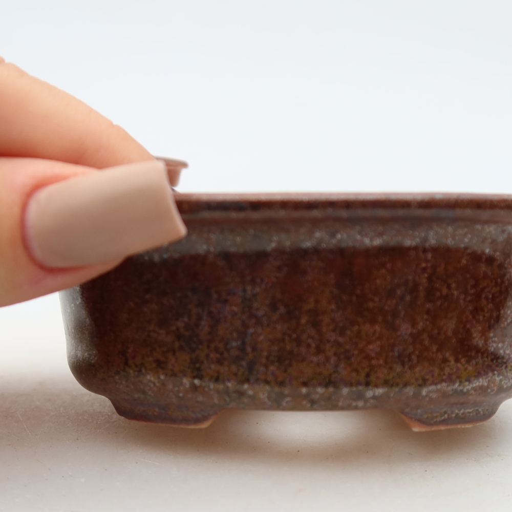 Keramická bonsai miska 9,5 x 6,5 x 3 cm, barva hnědá