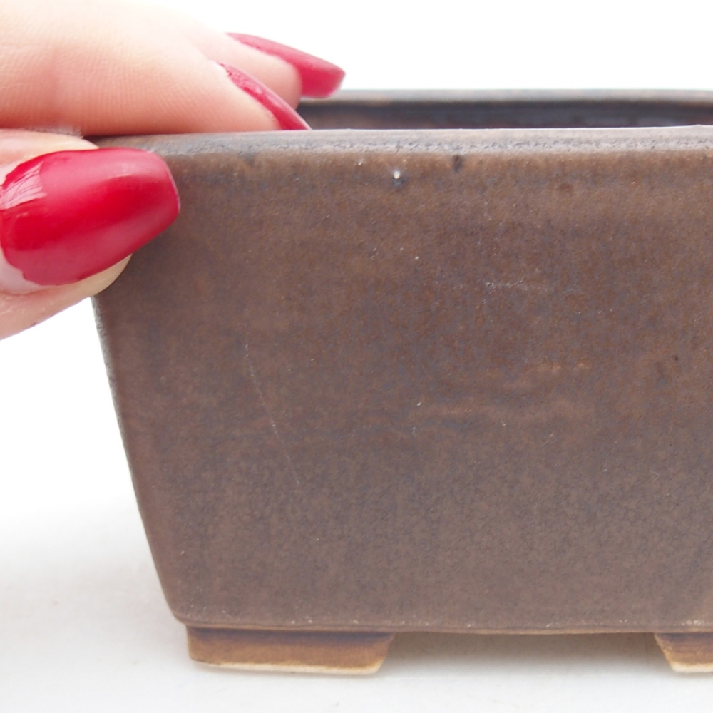 Keramická bonsai miska 8,5 x 8,5 x 5,5 cm, barva hnědá