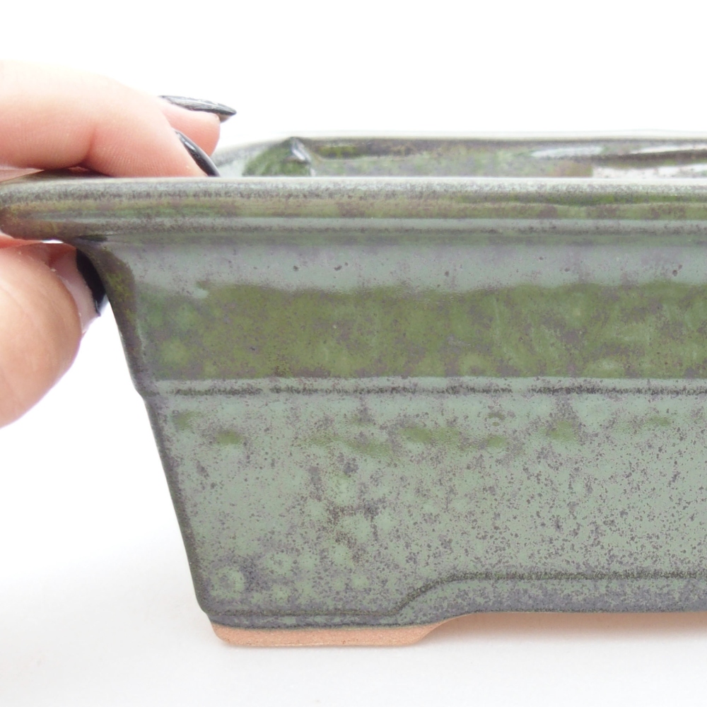 Keramická bonsai miska 19 x 13,5 x 7,5 cm, barva zelená