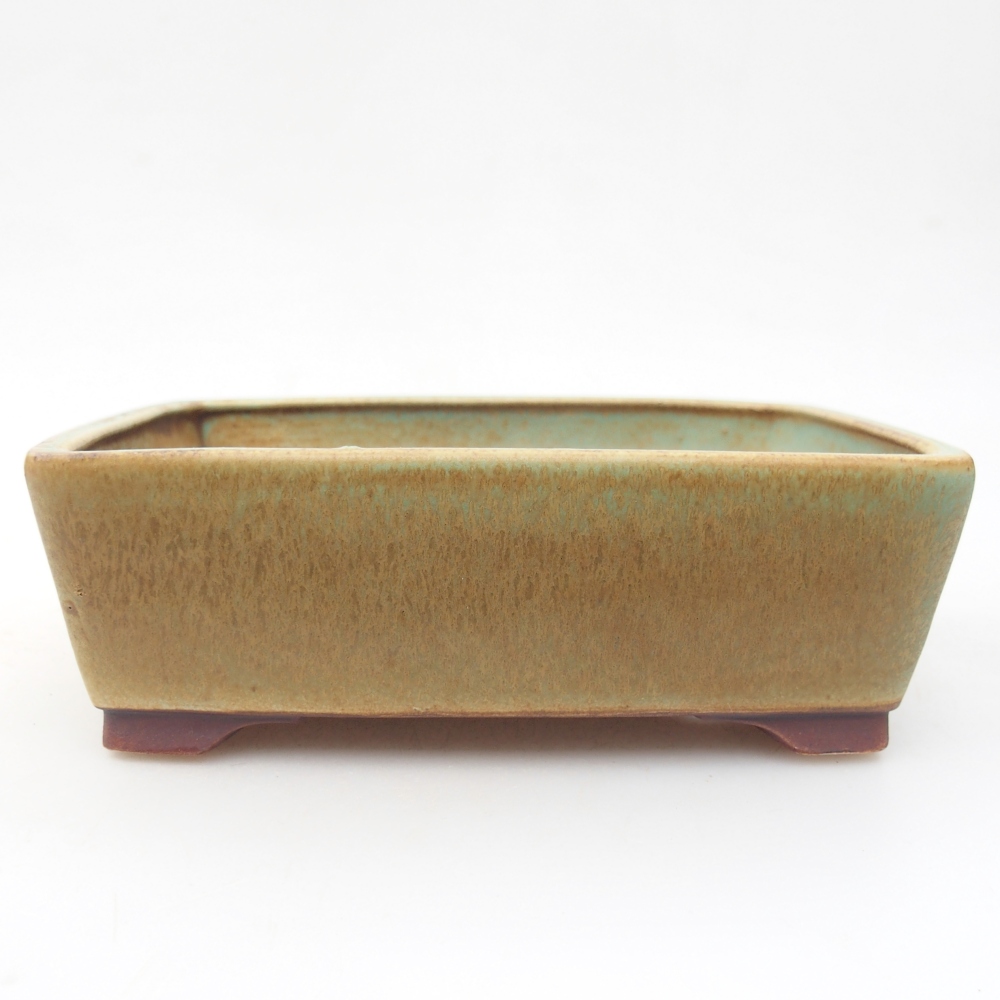 Keramická bonsai miska 15 x 12 x 5 cm, barva zelená