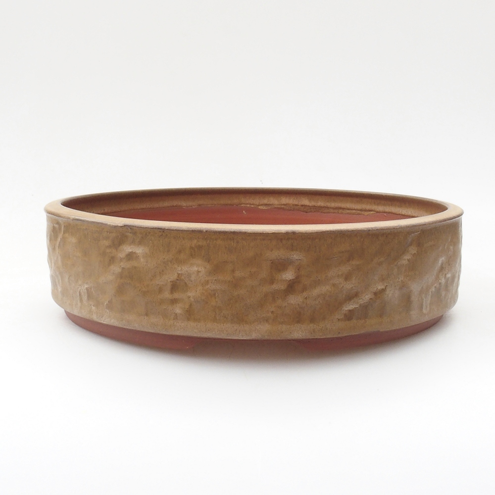 Keramická bonsai miska 24,5 x 24,5 x 6,5 cm, barva béžová
