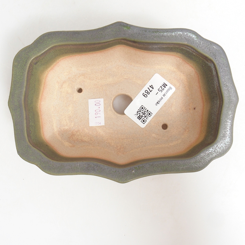 Keramická bonsai miska 15,5 x 11,5 x 4,5 cm, barva zelená