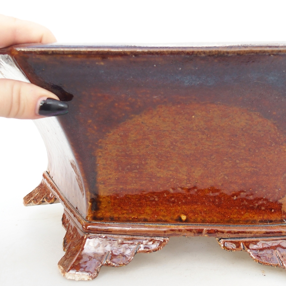 Keramická bonsai miska 36 x 31,5 x 14 cm, barva hnědá