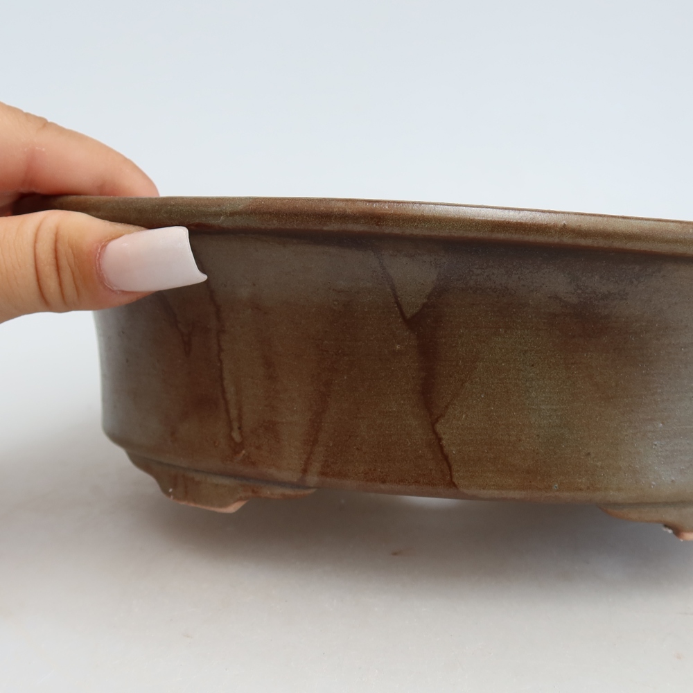 Keramická bonsai miska 22 x 17,5 x 6,5 cm, barva hnědá