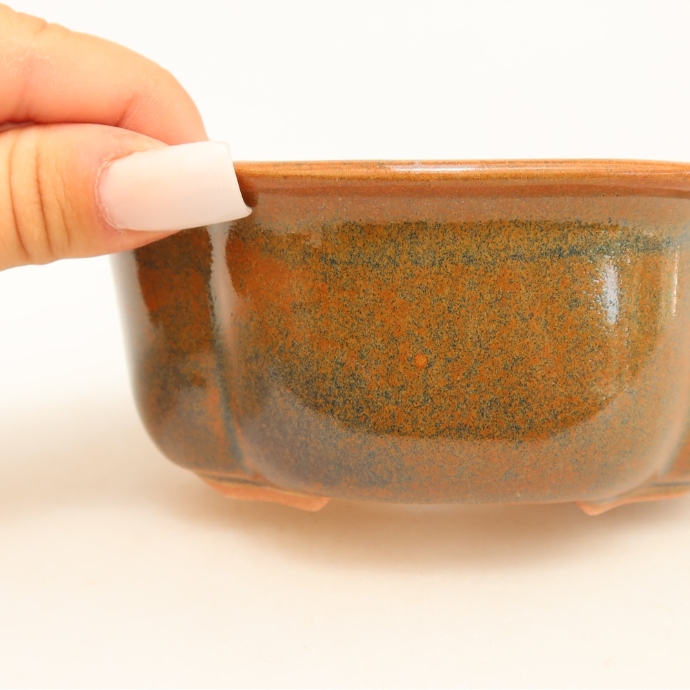 Keramická bonsai miska 13,5 x 11 x 6 cm, barva hnědá