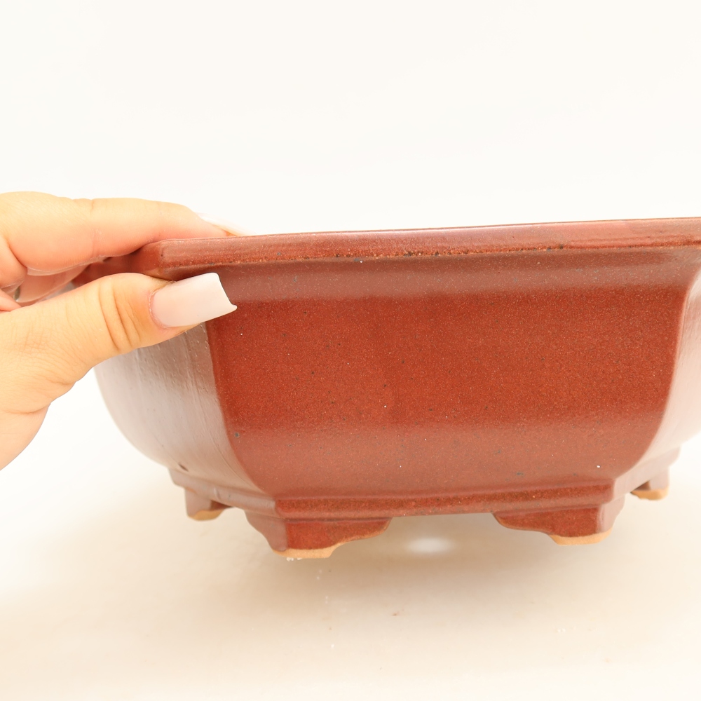 Keramická bonsai miska 28 x 24,5 x 9 cm, barva vínová
