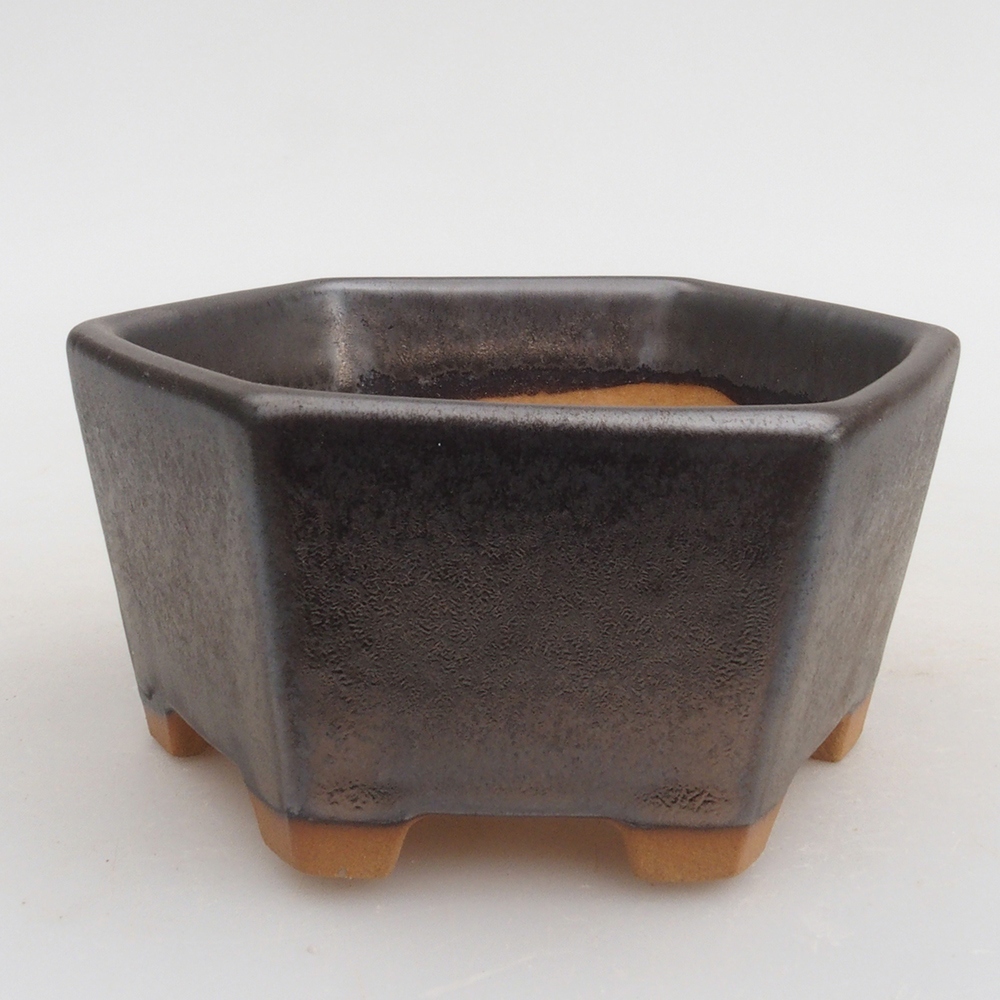 Keramická bonsai miska 9,5 x 9 x 4,5 cm, barva kovová
