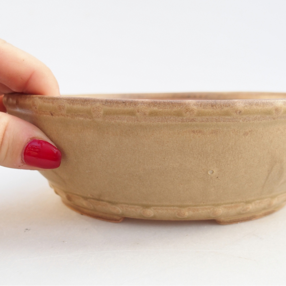 Keramická bonsai miska 18 x 18 x 5,5 cm, barva béžová