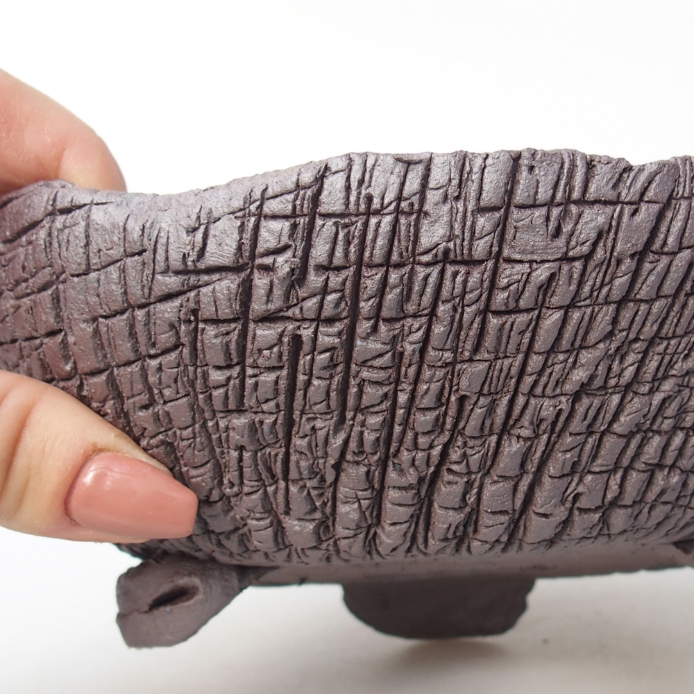 Keramická bonsai miska 17 x 16,5 x 6 cm, barva kovová