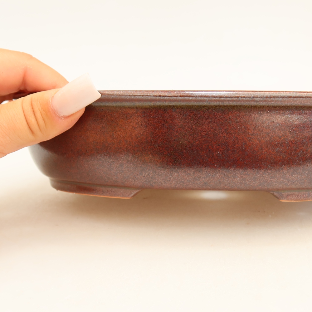 Keramická bonsai miska 22 x 17 x 5 cm, barva vínová
