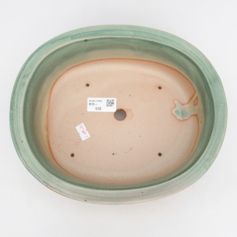 Keramická bonsai miska 26 x 22 x 8 cm, barva zelená