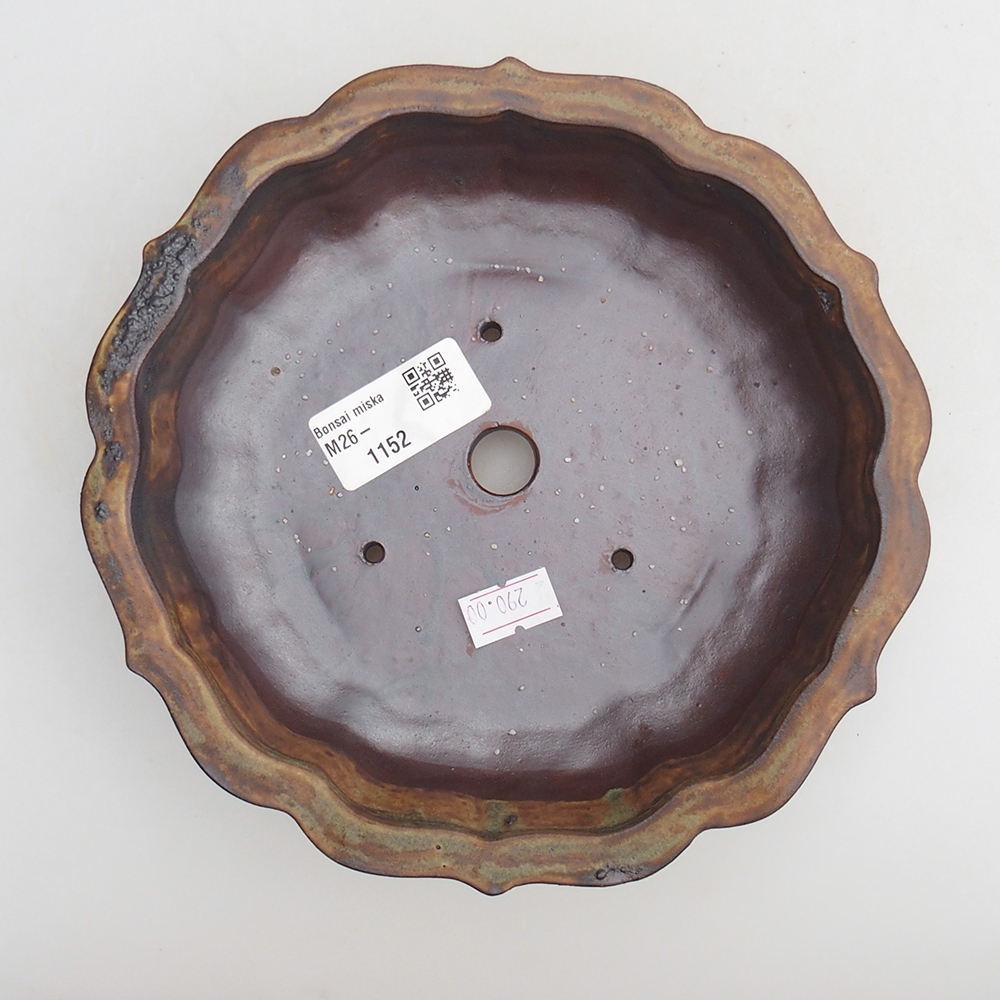 Keramická bonsai miska 18 x 18 x 4,5 cm, barva hnědozelená