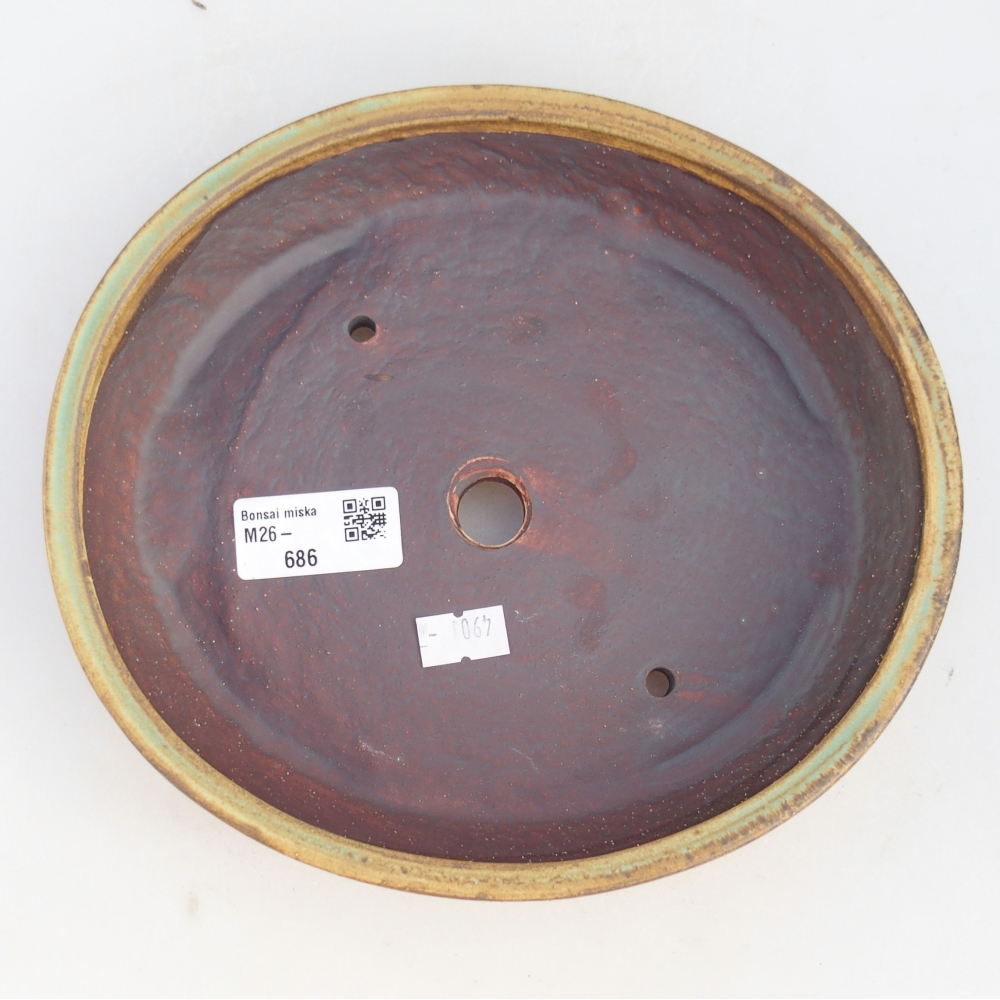 Keramická bonsai miska 21 x 19 x 4,5 cm, barva zelená