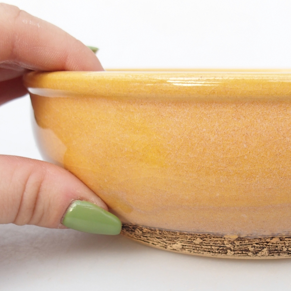 Keramická bonsai miska 16,5 x 16,5 x 5,5 cm, barva hnědožlutá